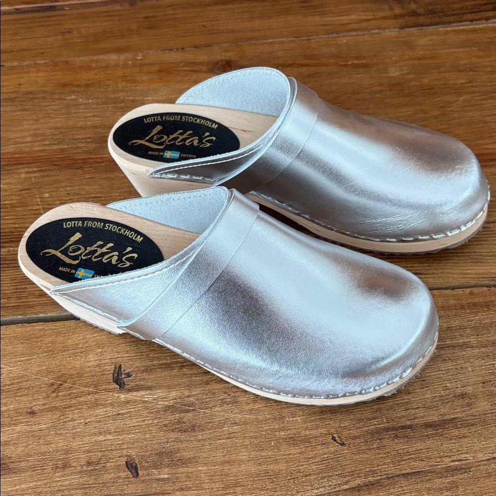 Lotta’s From Stockholm Silver Clogs - Brand New!